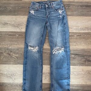 American Eagle Outfitters Women's Light Blue Straight Leg Jeans